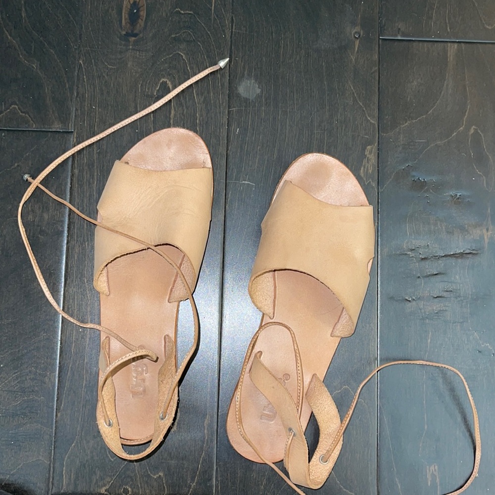 Tan lace up sandals